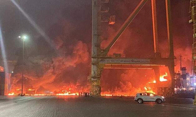 Explosion on containership at Dubai port