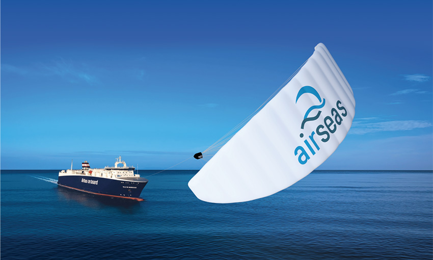 Kite affixed to ship to curb emissions