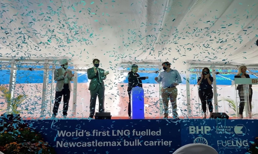 BHP’s LNG-fuelled Newcastlemax bulk arrives in Singapore