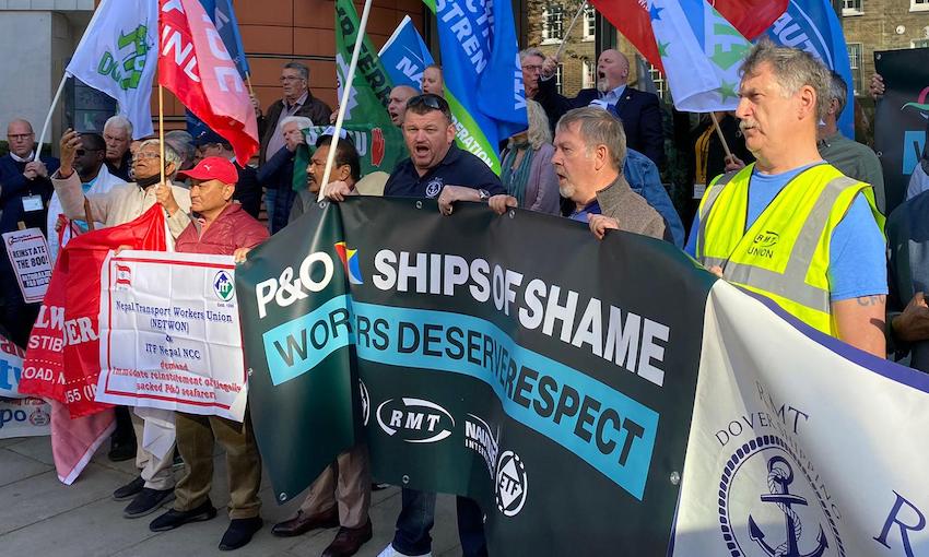 Union leaders denounce sacking of P&O seafarers at London protest