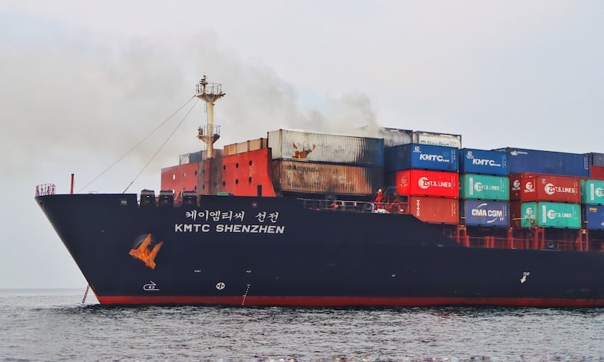 Boxes burned in containership blaze