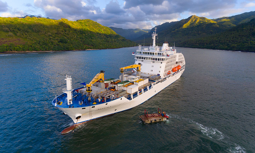 Cargo cruise ship heading to French Polynesia